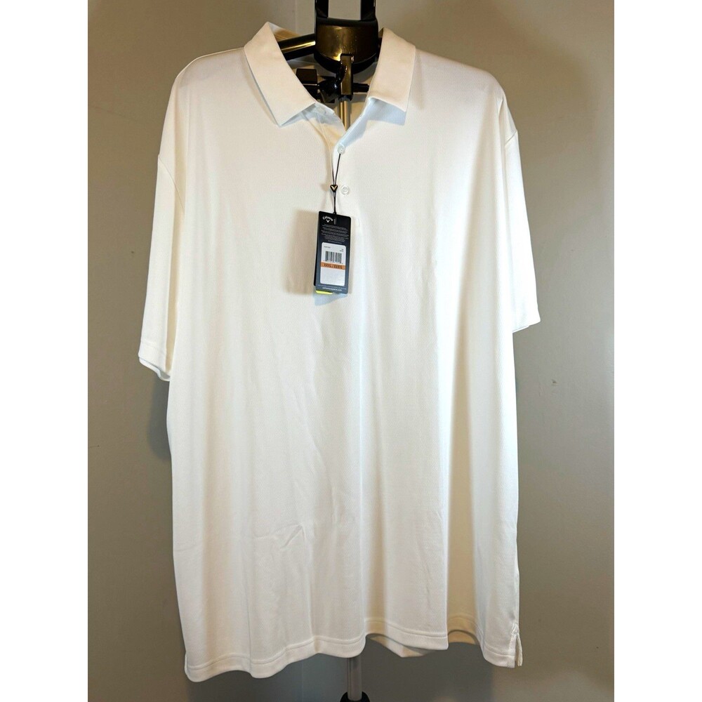 Callaway Polo Men's 3XL Big & Tall White Solid Short Sleeve Collared Logo
